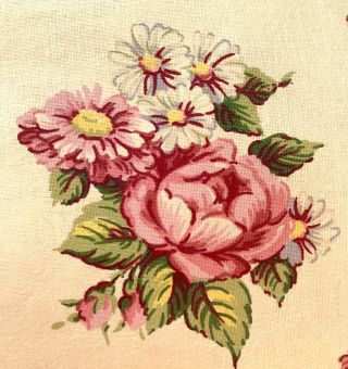 Beau Coupon Tissu Chintz Fleurs Ancien Vintage Un Jardin En Plus Flower Fabric