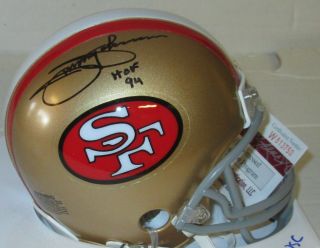49ers Hall Of Famer Jimmy Johnson Signed Mini Helmet Auto W/ Hof 