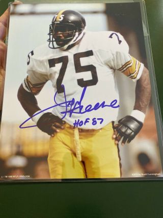 Mean Joe Greene Autographed Signed 8x10 Photo With & Papers.  Steelers Hof 87