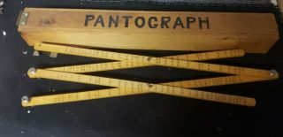 Vintage Wooden 22 " Pantograph No.  1292 Enlarger/reducer Drafting/drawing Wood Box