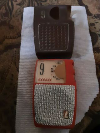 Vintage Red Global Gr - 900 9 Nine Transistor Radio 1963 Japan With Case