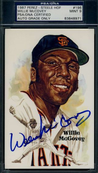 Willie Mccovey 9 Psa Dna Autograph Hand Signed Perez Steele Postcard