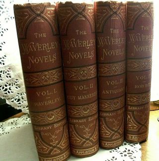 1876 Waverly Novels Vol I - Ii - Iii - Iv Illustrated Library Edition Sir Walter Scott