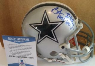 Bob Lilly Dallas Cowboys Hof 80 Signed Auth Riddell Mini Helmet Beckett F94166