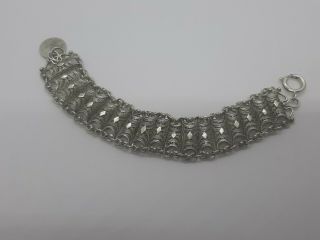 Vintage Indian Middle Eastern Silver Bracelet With Coin 7inch 27.  6g