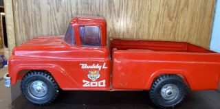 Vintage Buddy L - Traveling Zoo - Red Truck - Stamped Steel - Owner