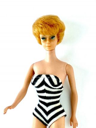 Vintage 1959 Lemon Blond Barbie,  Black Evening Dress,  Swimsuit,  Black Stilettos 2