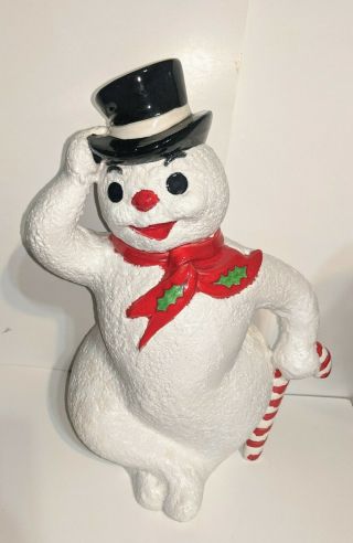 Vintage Christmas Ceramic Hand Painted Snowman Atlantic Mold Textured