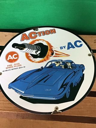 Vintage 62 Ac Spark Plug Corvette Station Porcelain Sign