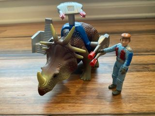 Vintage 1987 Tyco Dino Riders - Styracosaurus With Turret W/ All Accessories