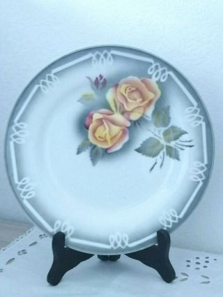 Vintage French Handmade Plate - Digoin Sarreguemines - Roses - Majolica
