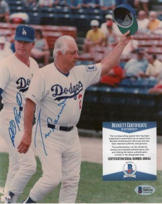 Tommy Lasorda Bill Russell Dodgers Signed 8x10 Photo Beckett S69134