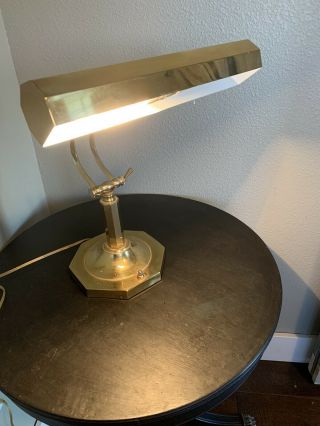 Vintage Underwriters Laboratories Portable Brass Piano Bankers Desk Lamp 14”