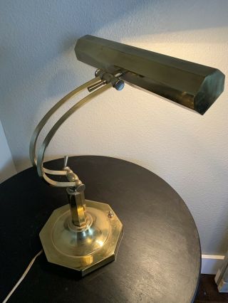 Vintage Underwriters Laboratories Portable Brass Piano Bankers Desk Lamp 14” 2