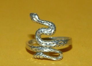 Vintage Fred Harvey Era Native Navajo Sterling Silver Snake Ring Size 9.  5 Signed
