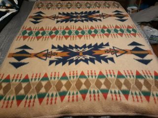Vtg Biederlack South Western Aztec Style Blanket Reversible 55 " W X 76 " L