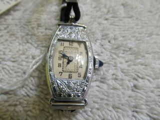 Womens Bulova Art Deco Pat 1924 15 Jewel Rectangle Vintage Wristwatch