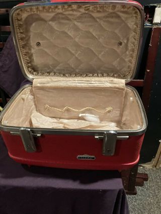 Vintage American Tourister Tiara Red Train Travel Case With Key