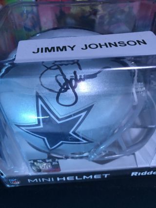 Jimmy Johnson Autographed Mini Helmet Dallas Cowboys Hall Of Fame 2020 Beckett
