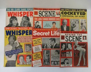(6) Vintage [1955 - 1956] Pulp Magazines Whisper Secret Life Behind Scenes Yz6307