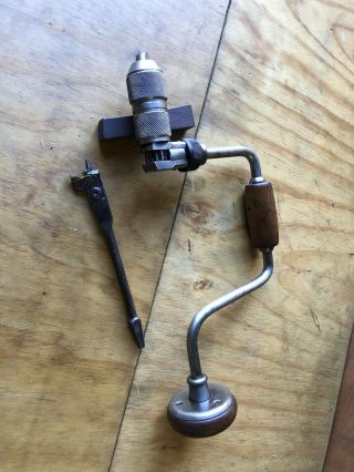 Vintage Hand Drill Millers Falls No 1710 And Irwin Bit,  Antique,  Made In Usa
