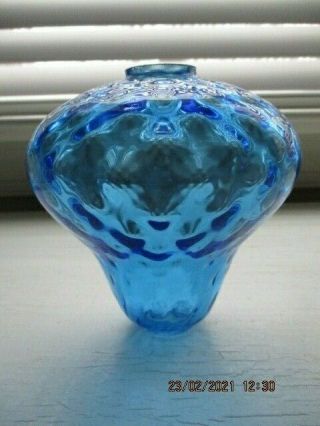 2 Vtg Hand - Blown Blue Glass Table Lamp Spacer 4 3/4 " Tall 4 3/4 " Wide For Vera
