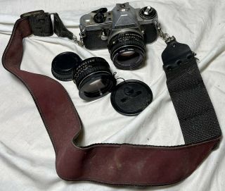 Vintage Pentax Me 35mm Slr Film Camera W/ Asahi Hoya 49mm And Extra 49mm