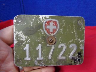 VINTAGE THEATER MADE WW II WW2 RED CROSS MOTORCYCLE LICENSE PLATE TOPPER.  BX - E 2