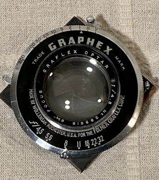Vintage Graphex Wollensak Graflex Optar F/4.  5 - 6 - 3/8” Focus Lens