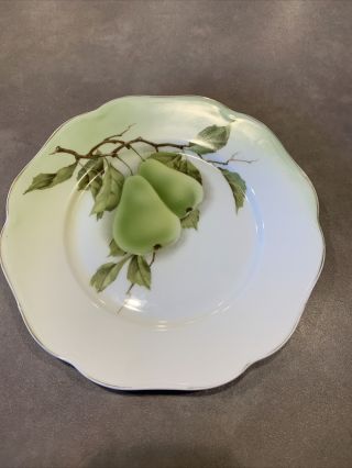 Vtg Rc Rosenthal Madeleine Bavaria Hand Painted Fruit Pear Plate Green