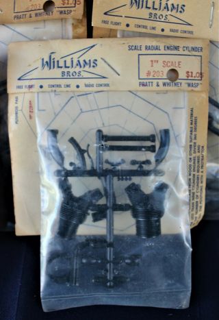 Vintage Williams Bros.  Scale Pratt Whitney Wasp 6 Cylinders Radial engine parts 3