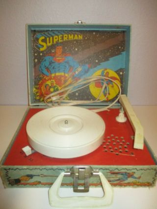 Vintage 1978 Superman Portable Record Player Turntable Dejay Model Sp - 19