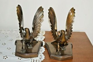 Vintage Bronze Bookends By Frankart 1920s Art Deco Eagle Pair Birds 2