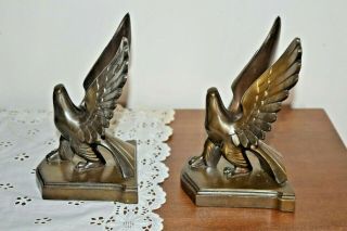 Vintage Bronze Bookends By Frankart 1920s Art Deco Eagle Pair Birds 3