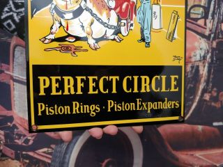 OLD VINTAGE HEAVY PERFECT CIRCLE HOG PISTON RINGS PORCELAIN GAS PUMP METAL SIGN 3