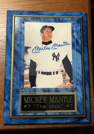 Mickey Mantle 7 The Mick Autographed Plaque.  York Yankees - Hof Mlb Baseball