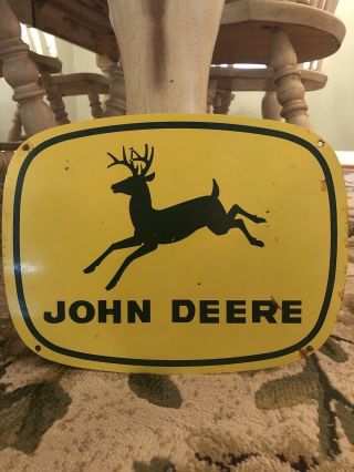 Vintage Johne Deere Metal Sign Gas Oil Porcelain Lubester Car Farm