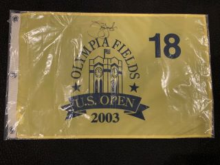 2003 Us Open Pin Flag Signed By Jim Furyk Screen Print