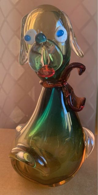 Vtg Murano Abstract Glass Dog 8 Inches Tall