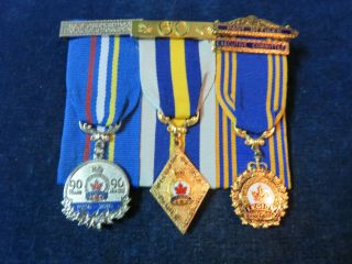 Named Orig Vintage Medal Group " Canadian Legion " 60 Yrs / 90 Yrs / Past Officer