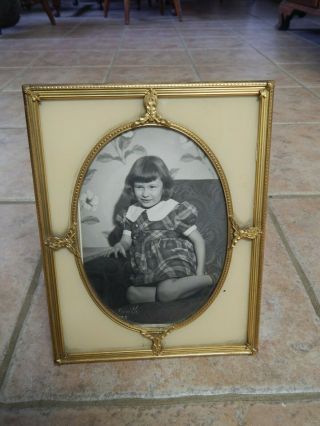 Vintage Art Deco Gold Gilt Brass Photo Frame With Vintage Photo
