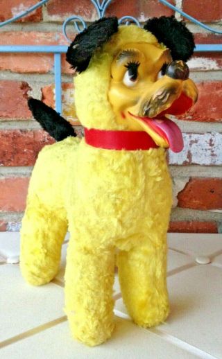 Vintage Rubber Faced Rushton Pastiche My Toy - A Trampy Old Yellow Terrier Dog