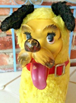 Vintage Rubber Faced Rushton Pastiche My Toy - A Trampy Old Yellow Terrier Dog 2