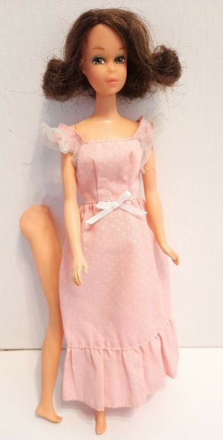 Vintage Mattel 1972 Quick Curl Francie Barbie Doll & Sweet 16 Dress 1970s