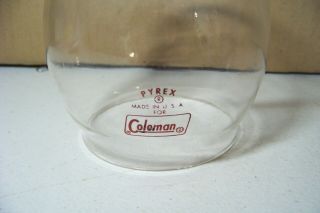 Vintage Coleman Single Mantle Red Logo Pyrex Lantern Globe For Model 200a