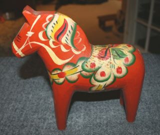 Vintage Hand Carved Swedish Dala Horse - 8 1/2 inches 2