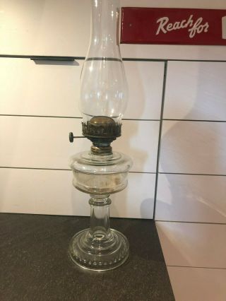Vintage Antique Oil Lamp Hurricane Lamp Climax Brand With Brass Fittings