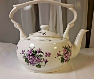Vintage Arthur Wood England Huge Top Handle Teapot Violet Pattern Mark 6432 Euc