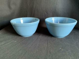 2 Vintage 1 - 1/2 Pint Pyrex Blue Delphite Mixing Bowls 401 Htf