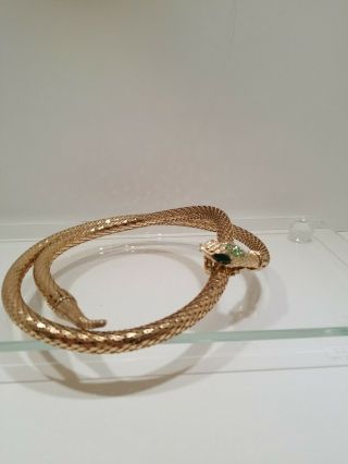 Vintage Whiting & Davis Gold Mesh Coil Snake Serpent Belt/necklace Rhinestone